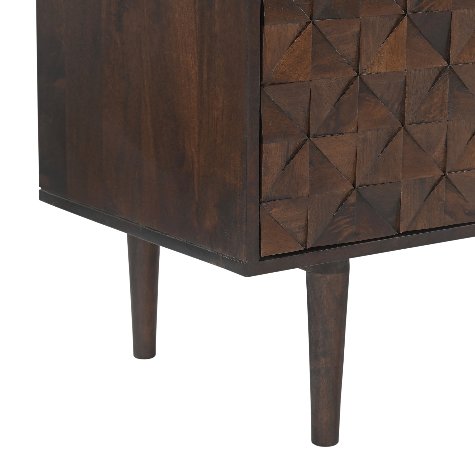 Kuri Solid Mango Wood Large 3 Door Sideboard Dark Brown