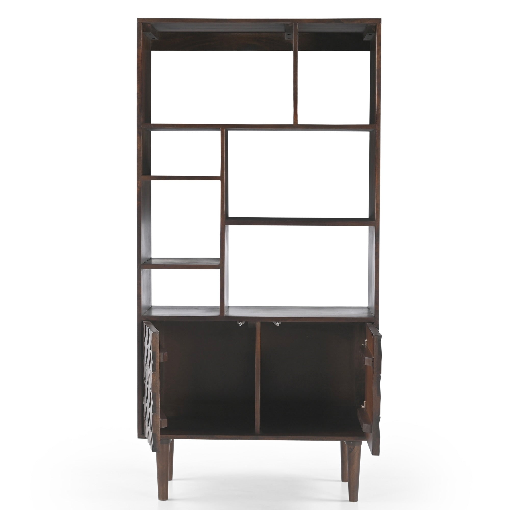 Kuri Solid Mango Wood Shelving Unit Dark Brown