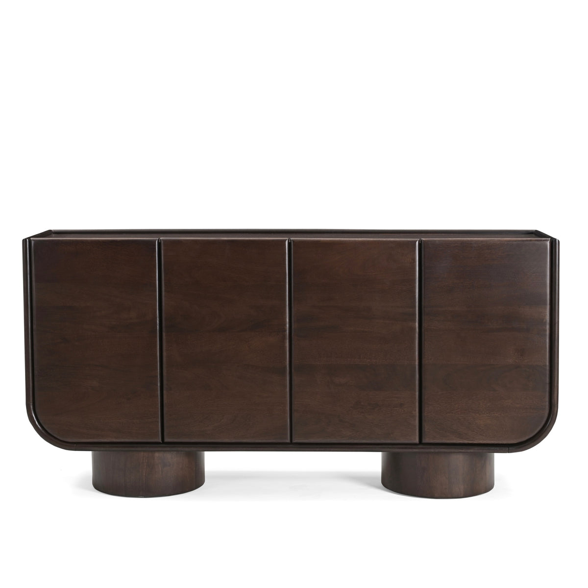 Sofia Solid Mango Wood 4 Door Sideboard in Walnut (160cm)