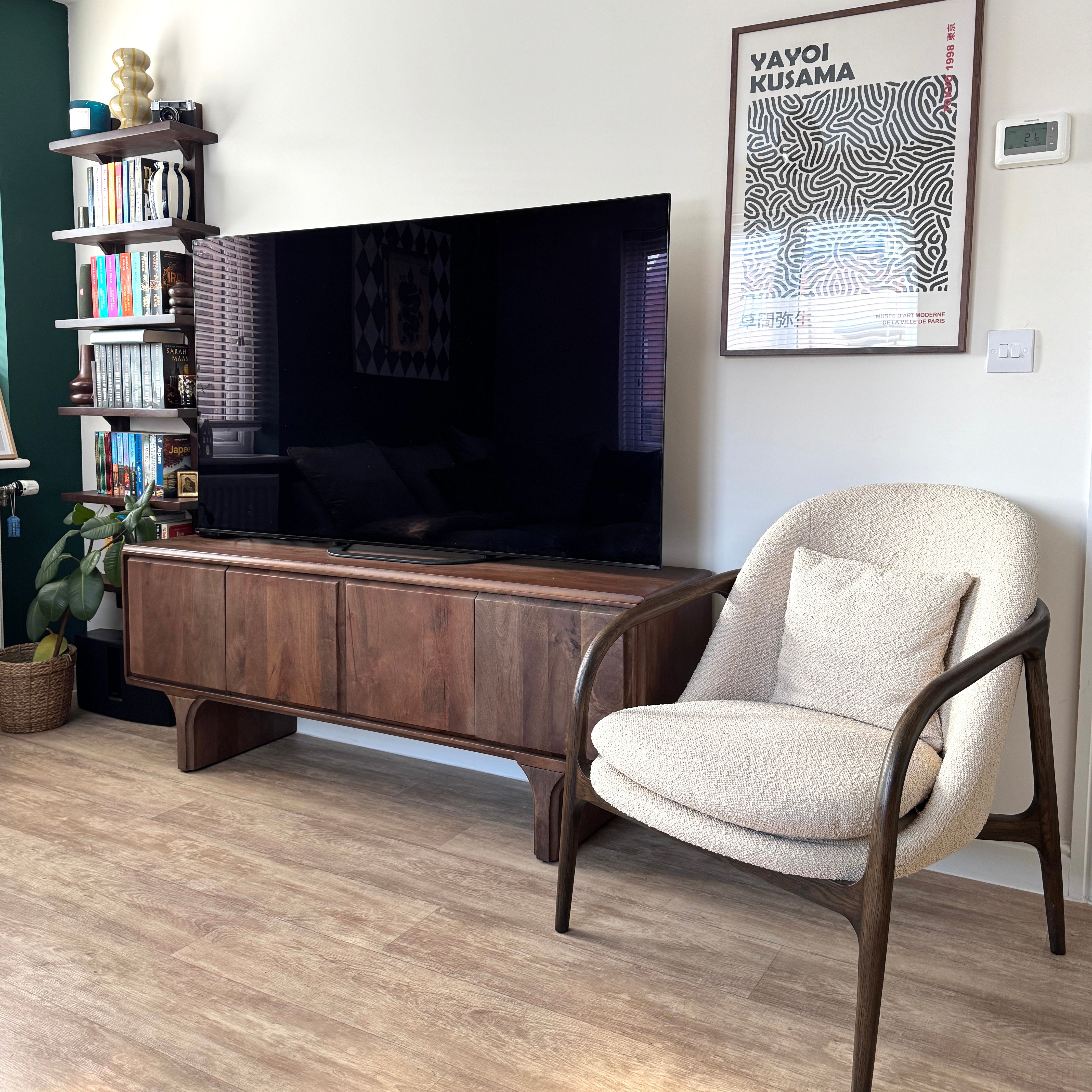 Milo Solid Mango Wood 4 Door TV Unit in Walnut (2 Sizes)