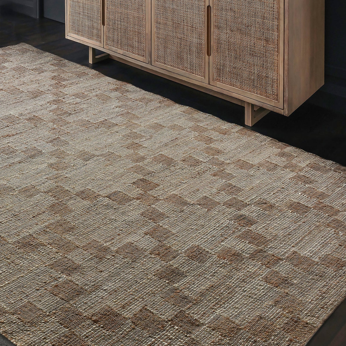 Moeta Handwoven Flat Weave Punja Kelim Jute Rug in Ivory & Natural (2 Sizes)