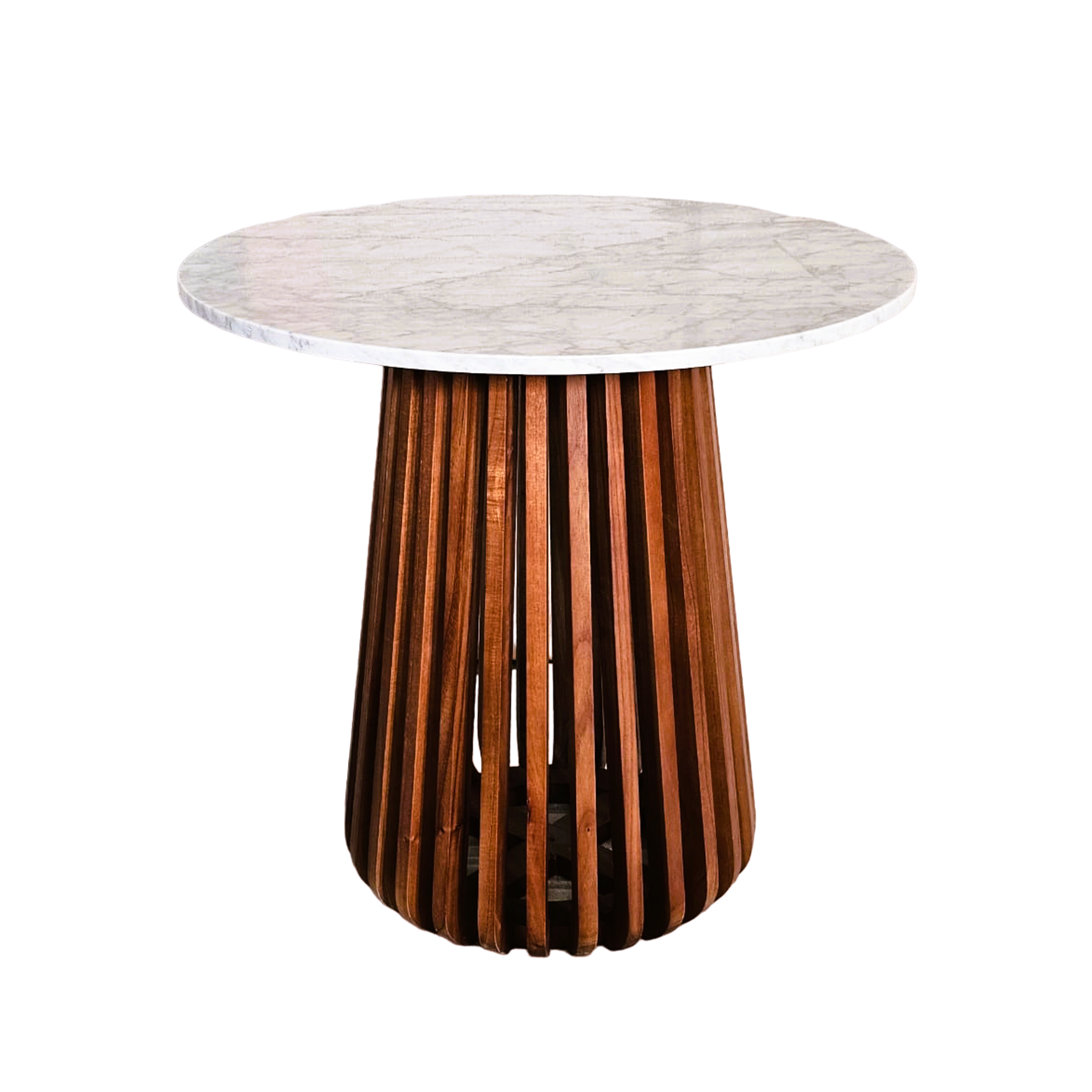 Nakula Round Solid Marble & Mango Wood Dining Table Walnut (3 Sizes)