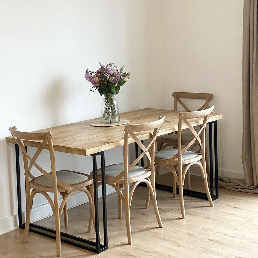 Nara Solid Mango Wood Industrial Dining Table