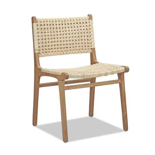 Natural Teak dining Chair with Natural Rattan Weave