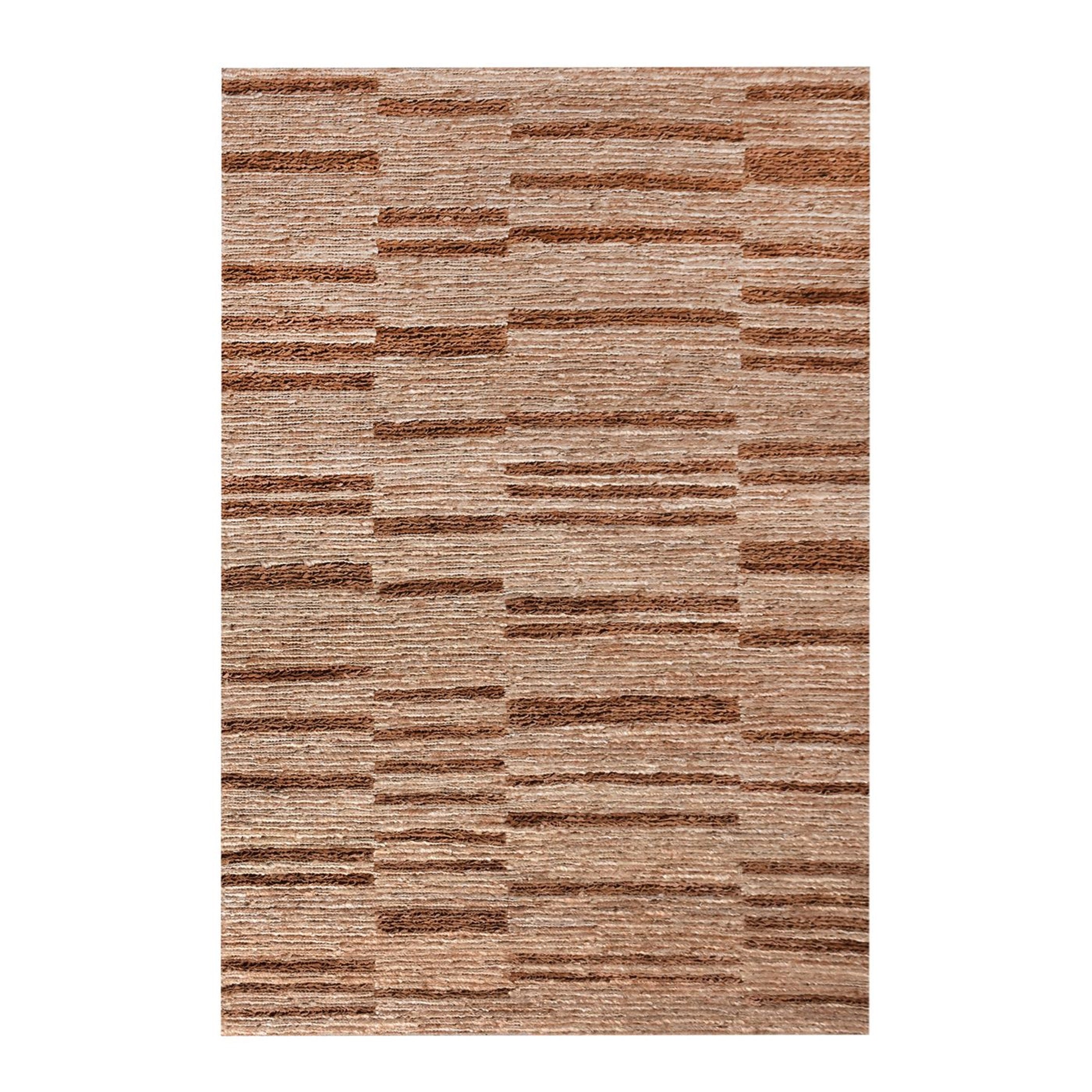 Octeve Hand Knotted Flat Weave Jute & Leather Rug in Natural & Brown (2 Sizes)