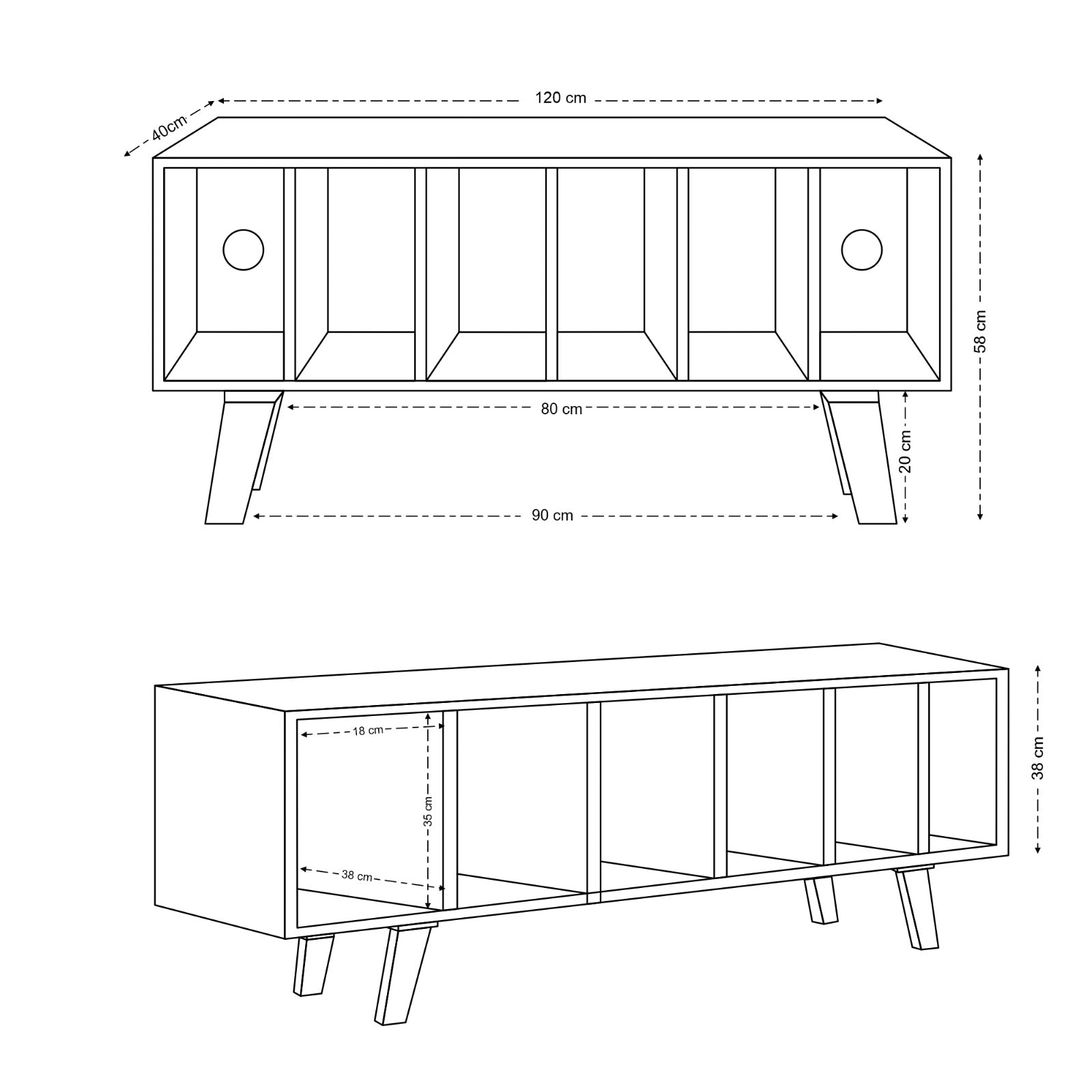 Wax Solid Mango Wood Vinyl Storage Small TV Stand (120cm)