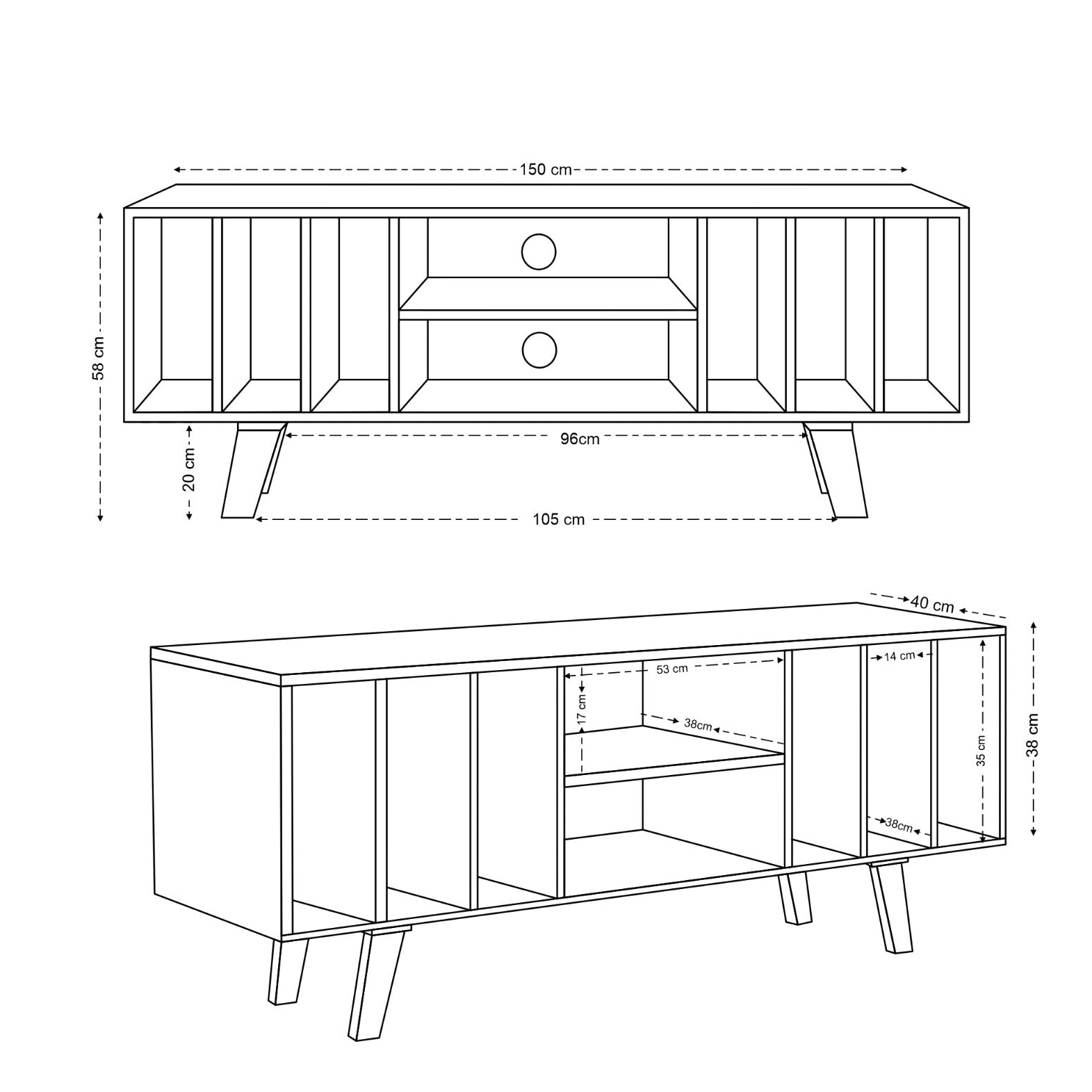 Wax Solid Mango Wood Vinyl Storage Medium TV Stand (150cm)