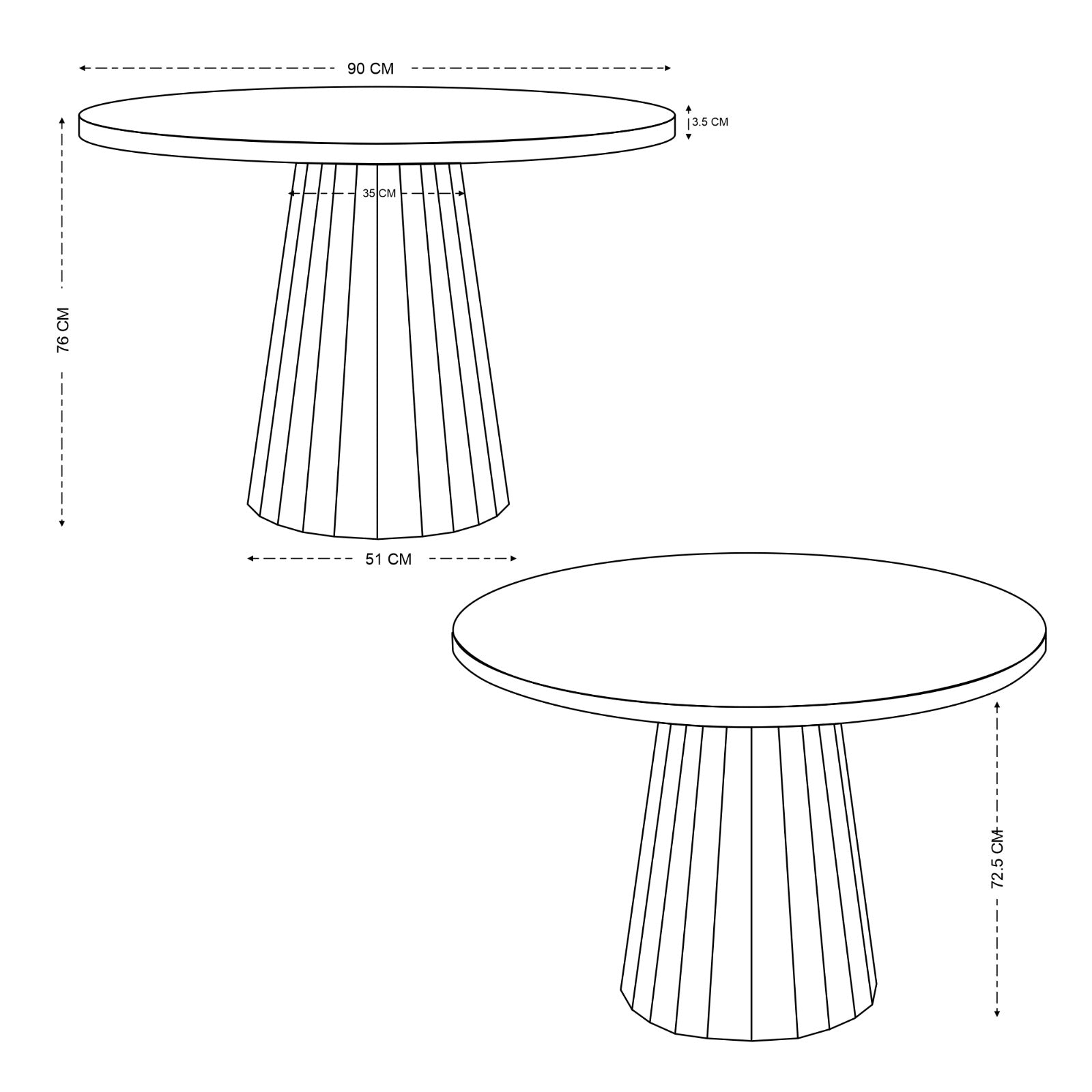 Matilda Round Solid Mango Wood Dining Table in Black (2 Sizes)