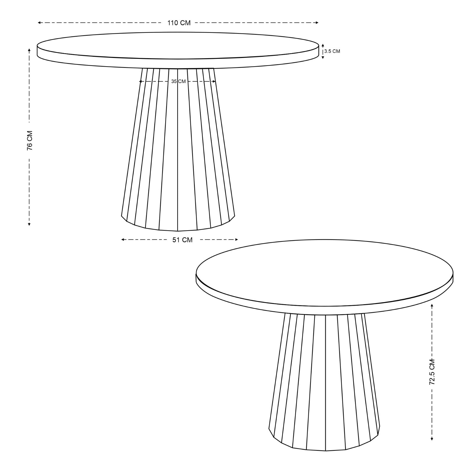 Matilda Round Solid Mango Wood Dining Table in Black (2 Sizes)