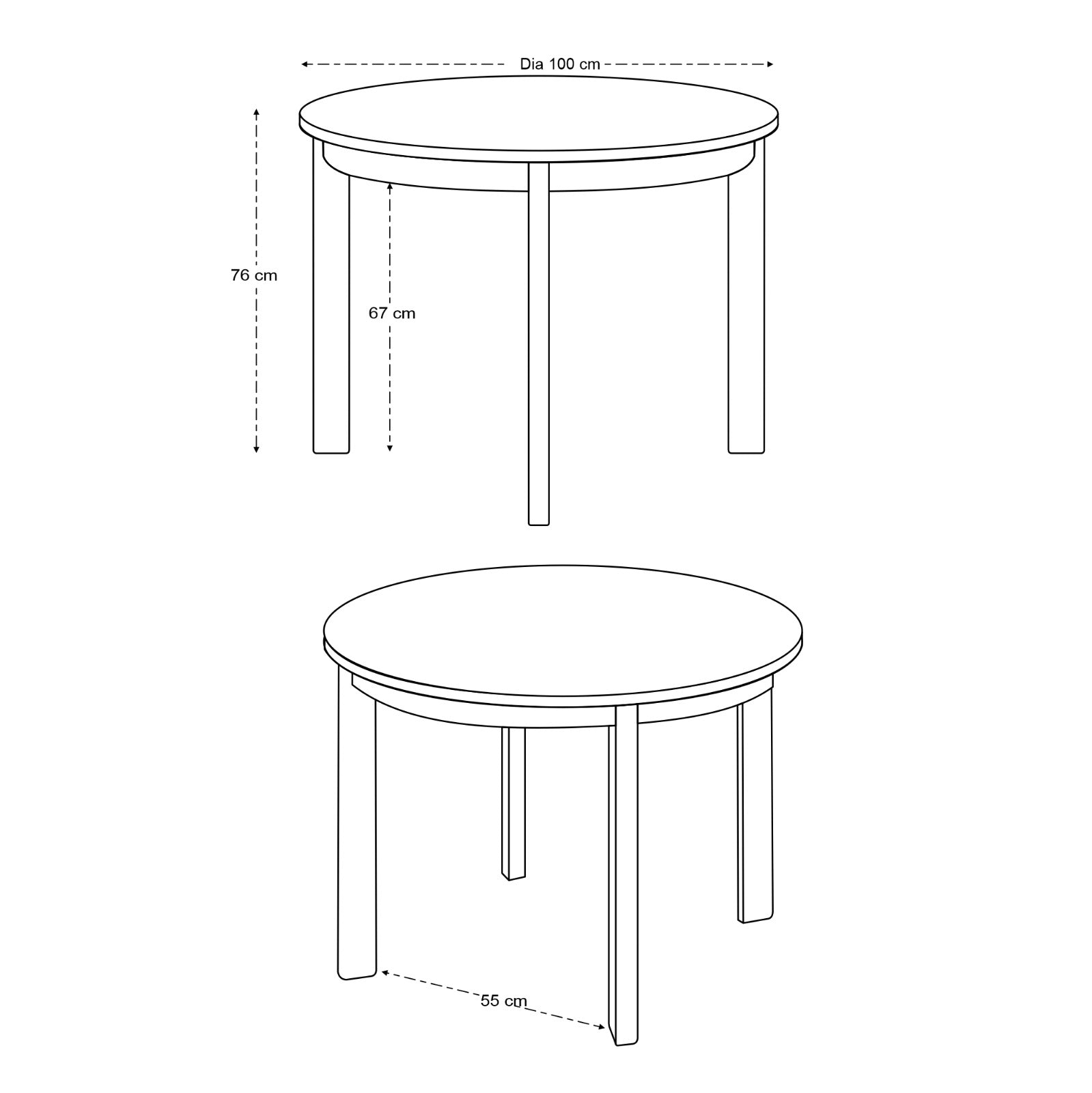 Aiko Round Solid Mango Wood Dining Table Light Brown (1.0m)