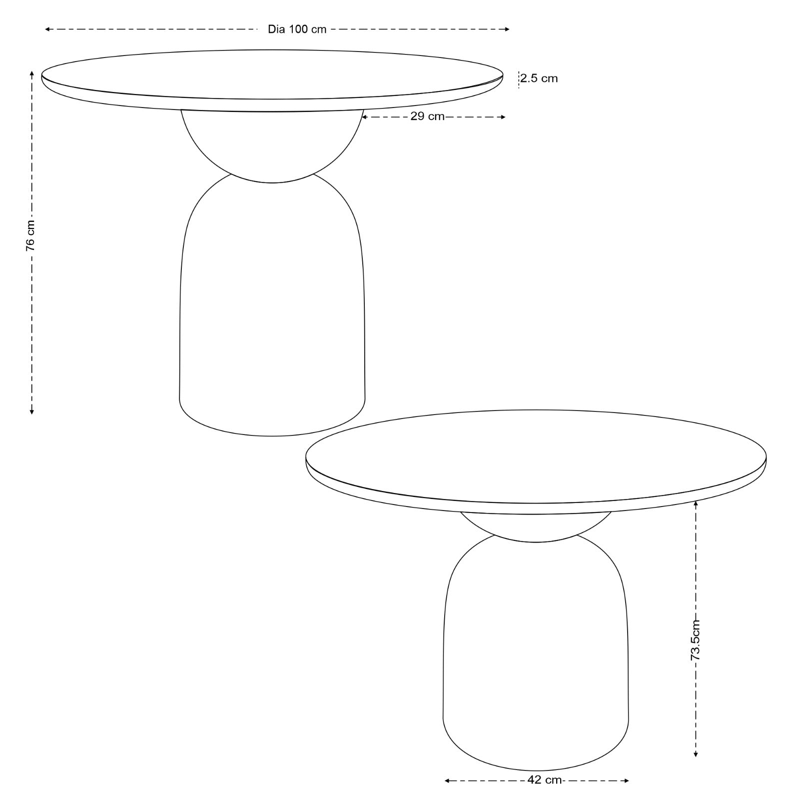 Cora Round Solid Mango Wood Dining Table in Black (2 Sizes)