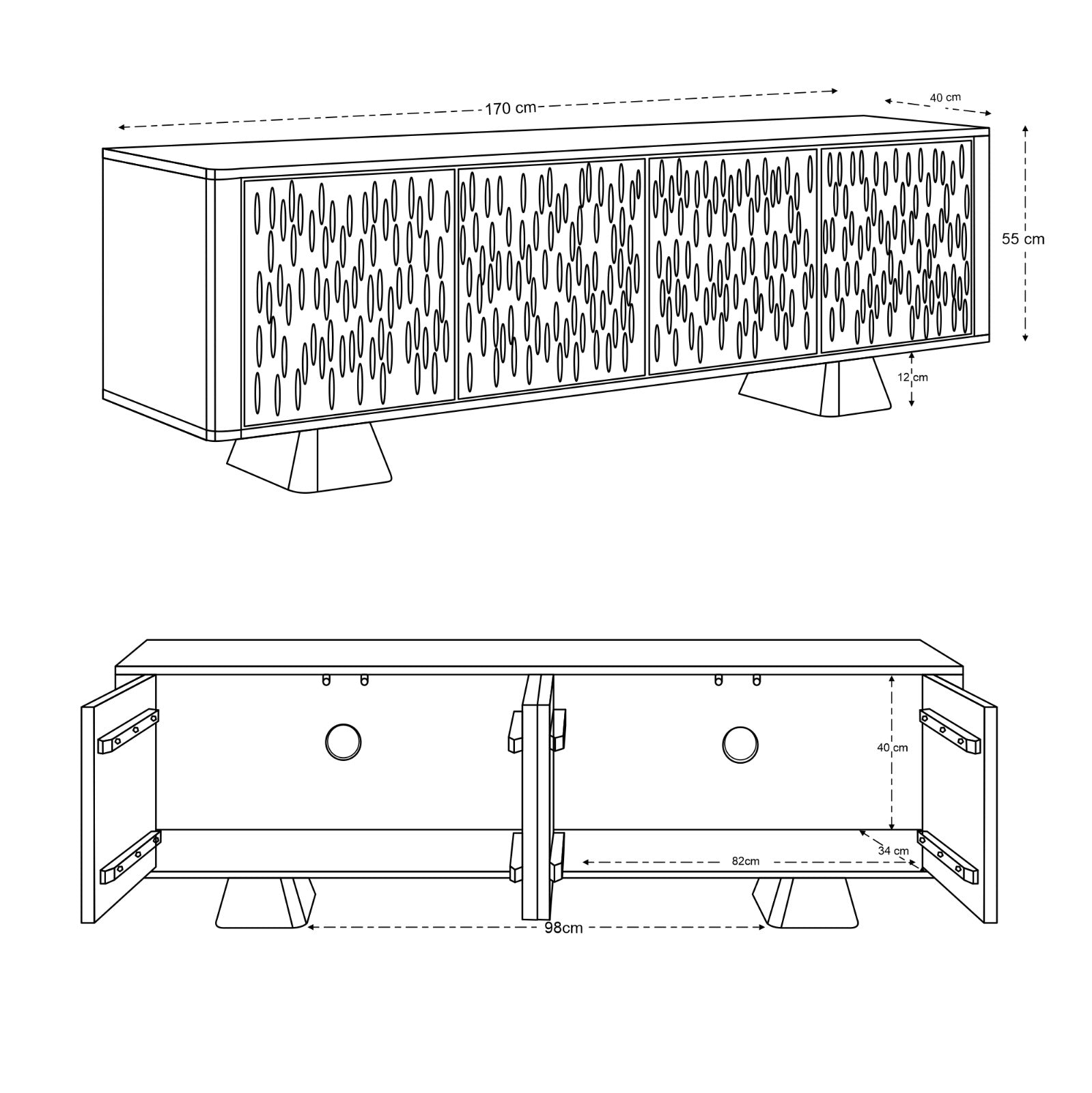 Nao Solid Mango Wood TV Unit in Walnut (170cm)