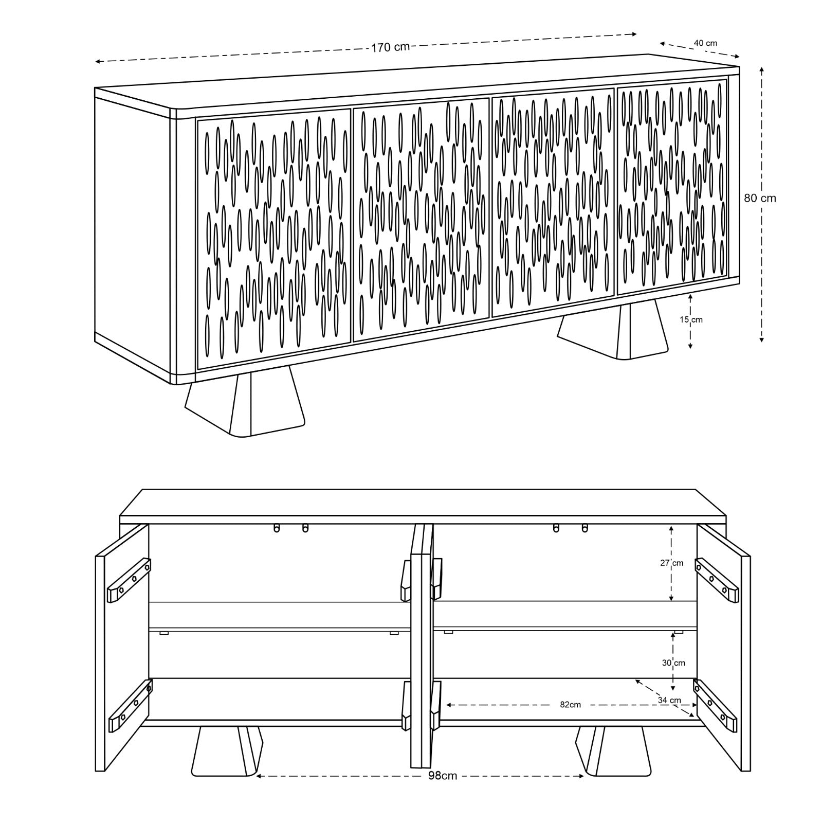 Nao Solid Mango Wood Sideboard in Walnut