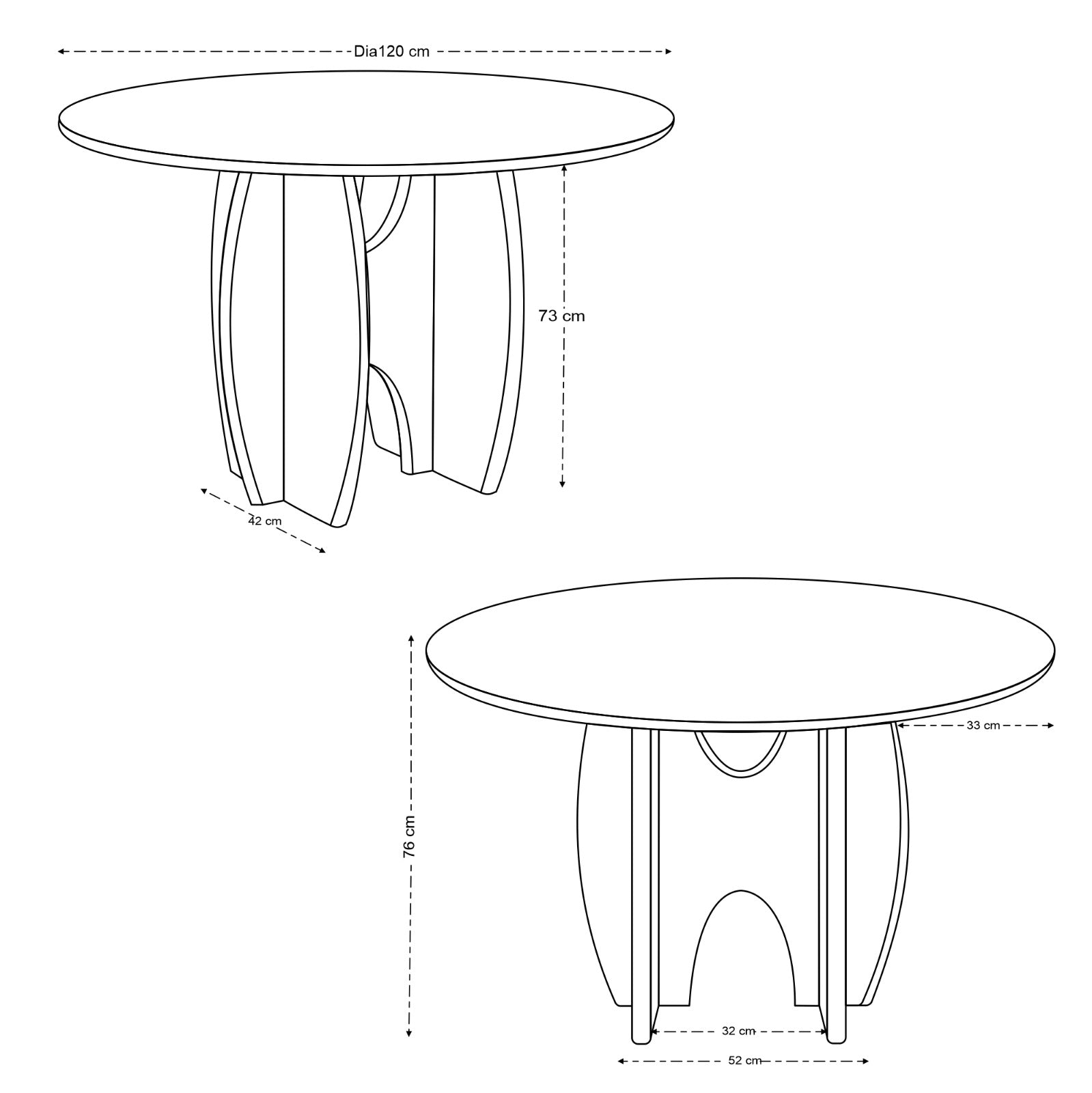 Rina Round Solid Mango Wood Dining Table Brown