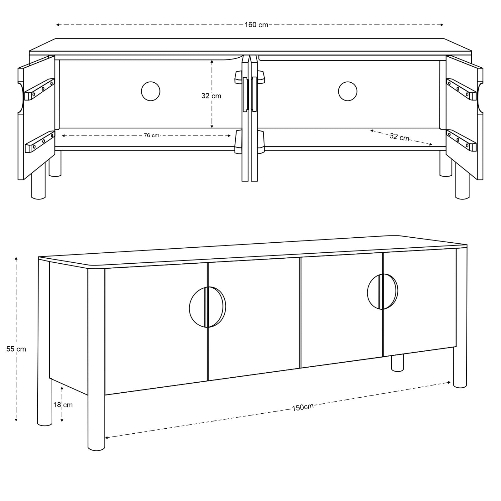 Sydney Solid Mango Wood TV Unit Brown (160cm)
