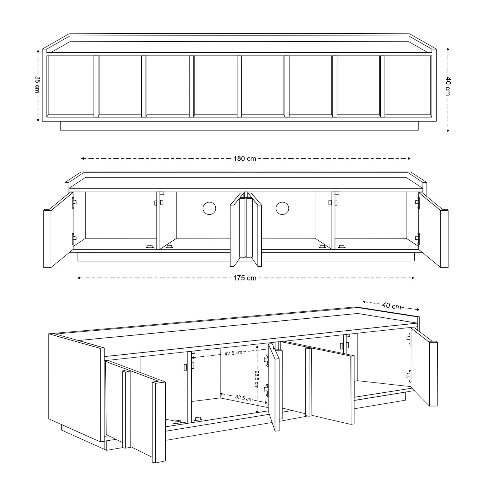 Kyoto Large 4 Door TV Stand in Walnut (180cm) – COKU Limited