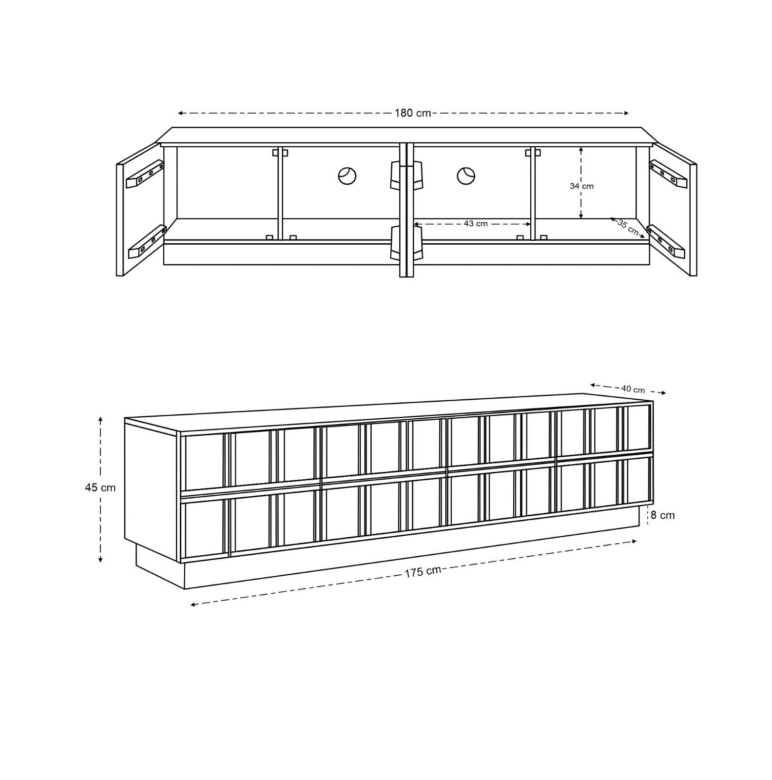 Moncao Solid Acacia Wood Large TV Stand in Brown (180cm)
