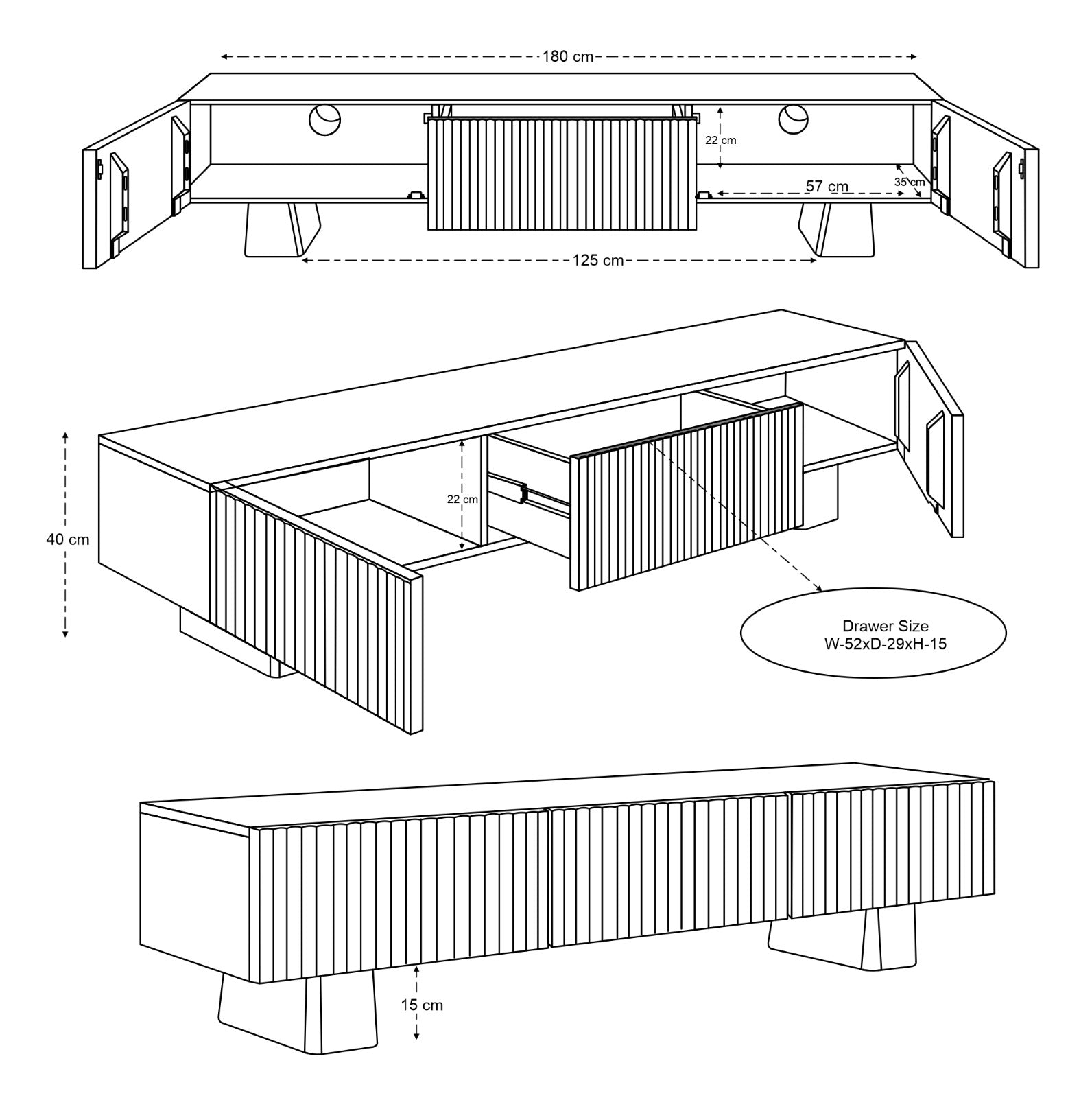 Hades Solid Acacia Wood TV Unit Dark Brown (2 Sizes)