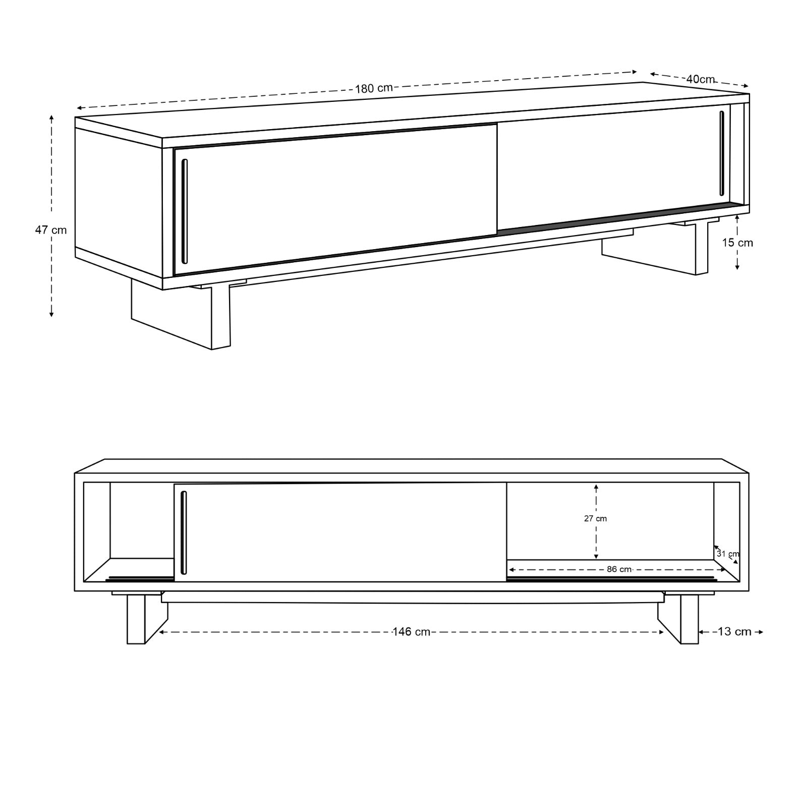 Kanso Solid Acacia Wood TV Unit Honey Brown (180cm)