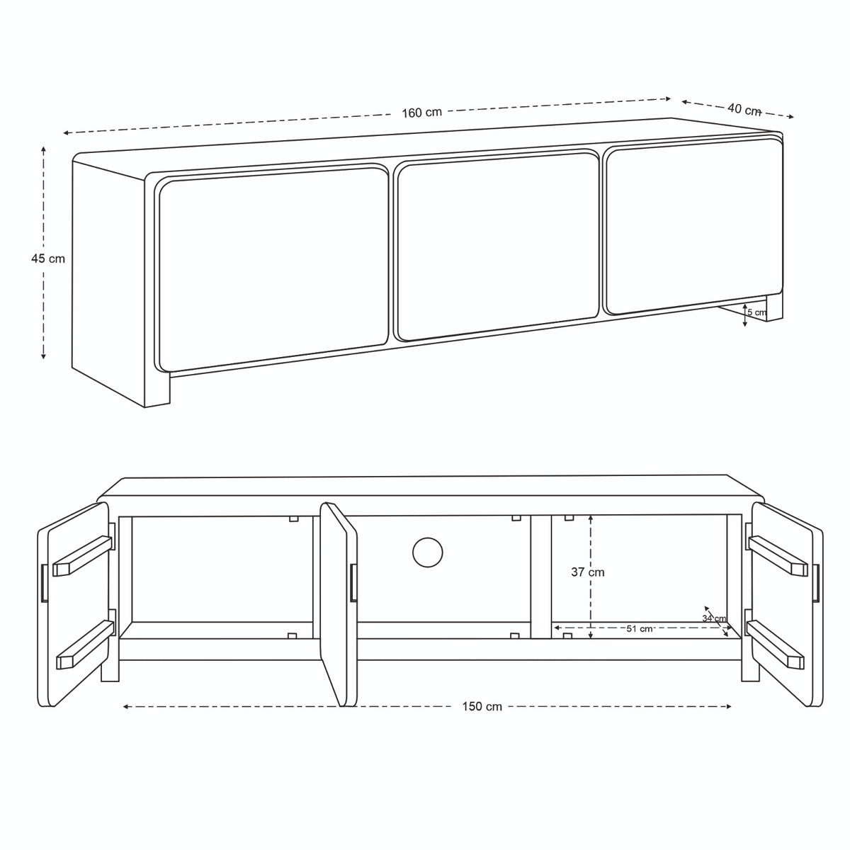 Axel Solid Acacia Wood Medium TV Stand in Honey Brown (160cm)