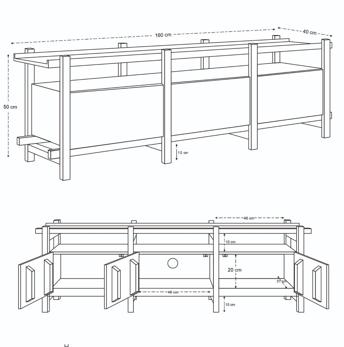 Kaito Solid Acacia Wood TV Stand in Brown (160cm)