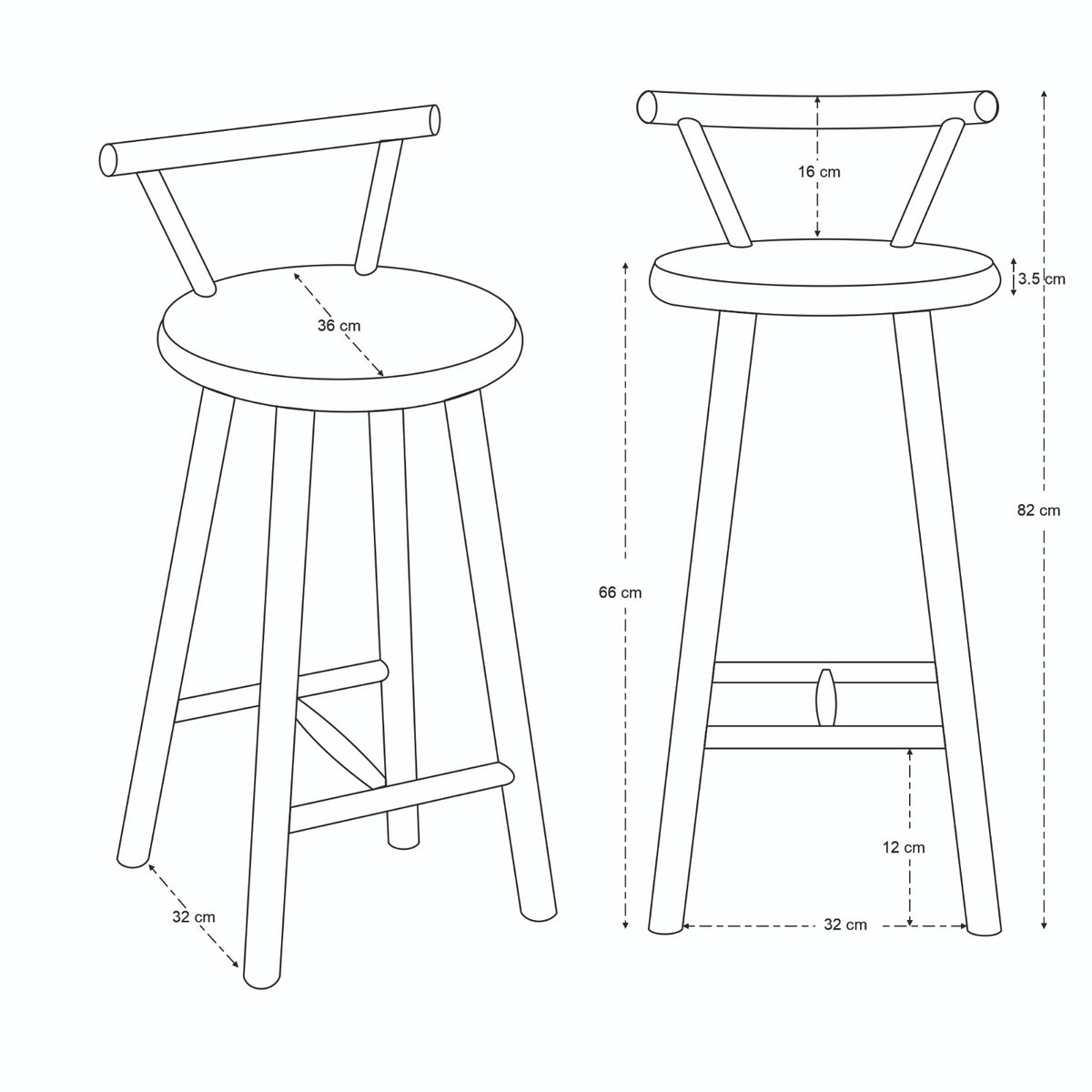 Nook Solid Mango Wood Kitchen Stool Brown