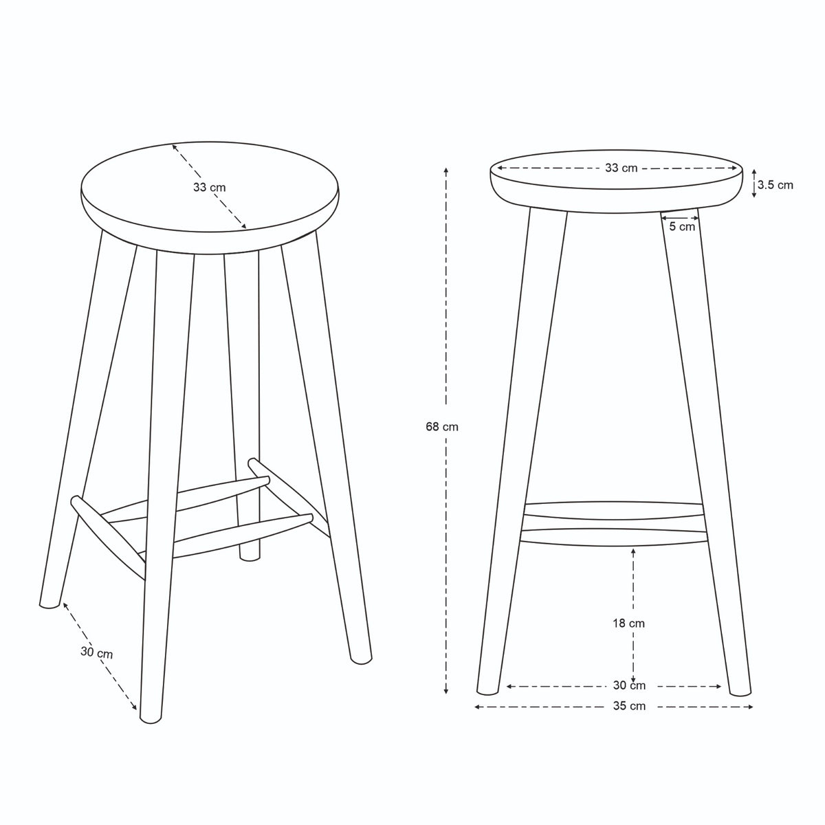 Orin Solid Mango Wood Kitchen Stool Walnut