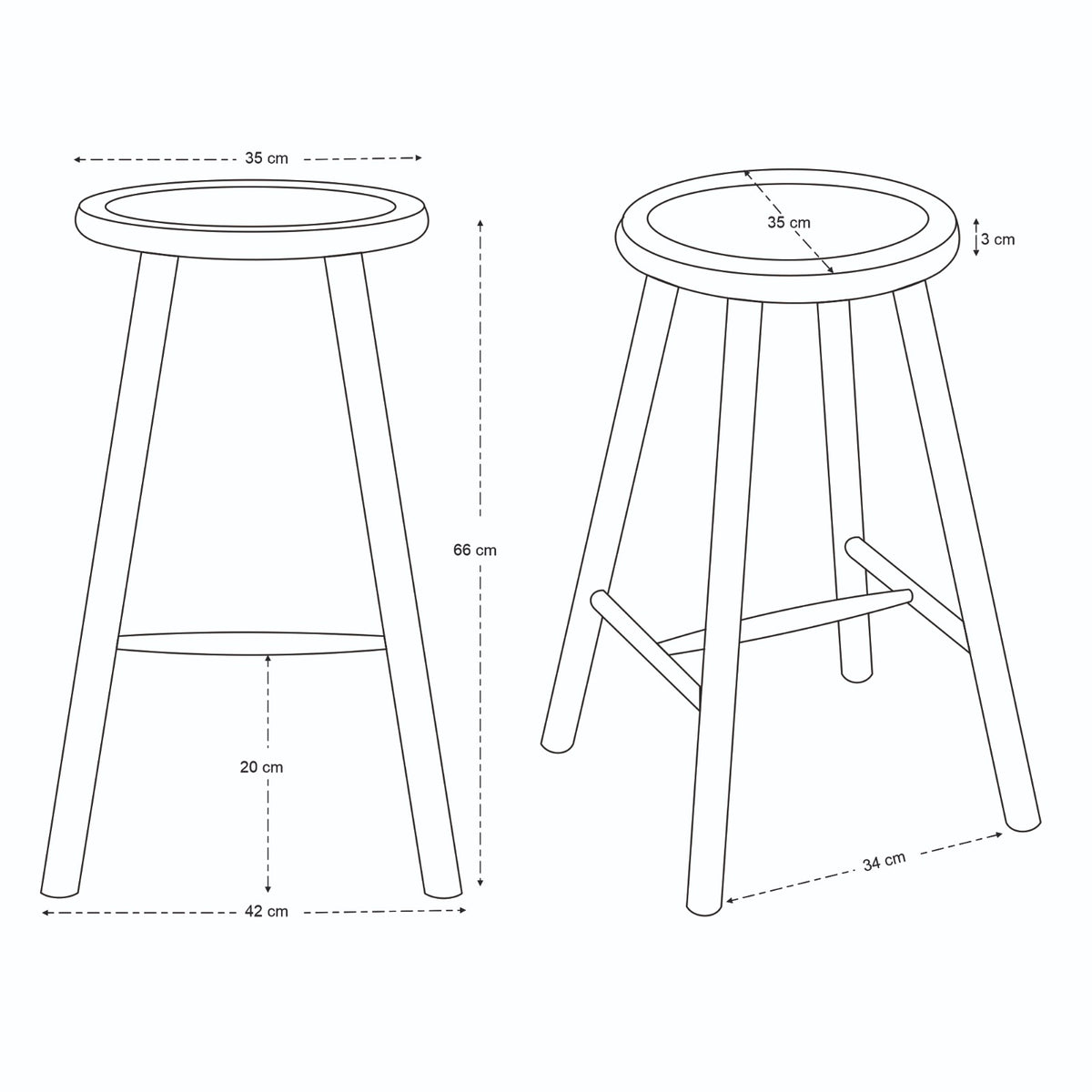 Orlo Solid Mango Wood Kitchen Stool Black
