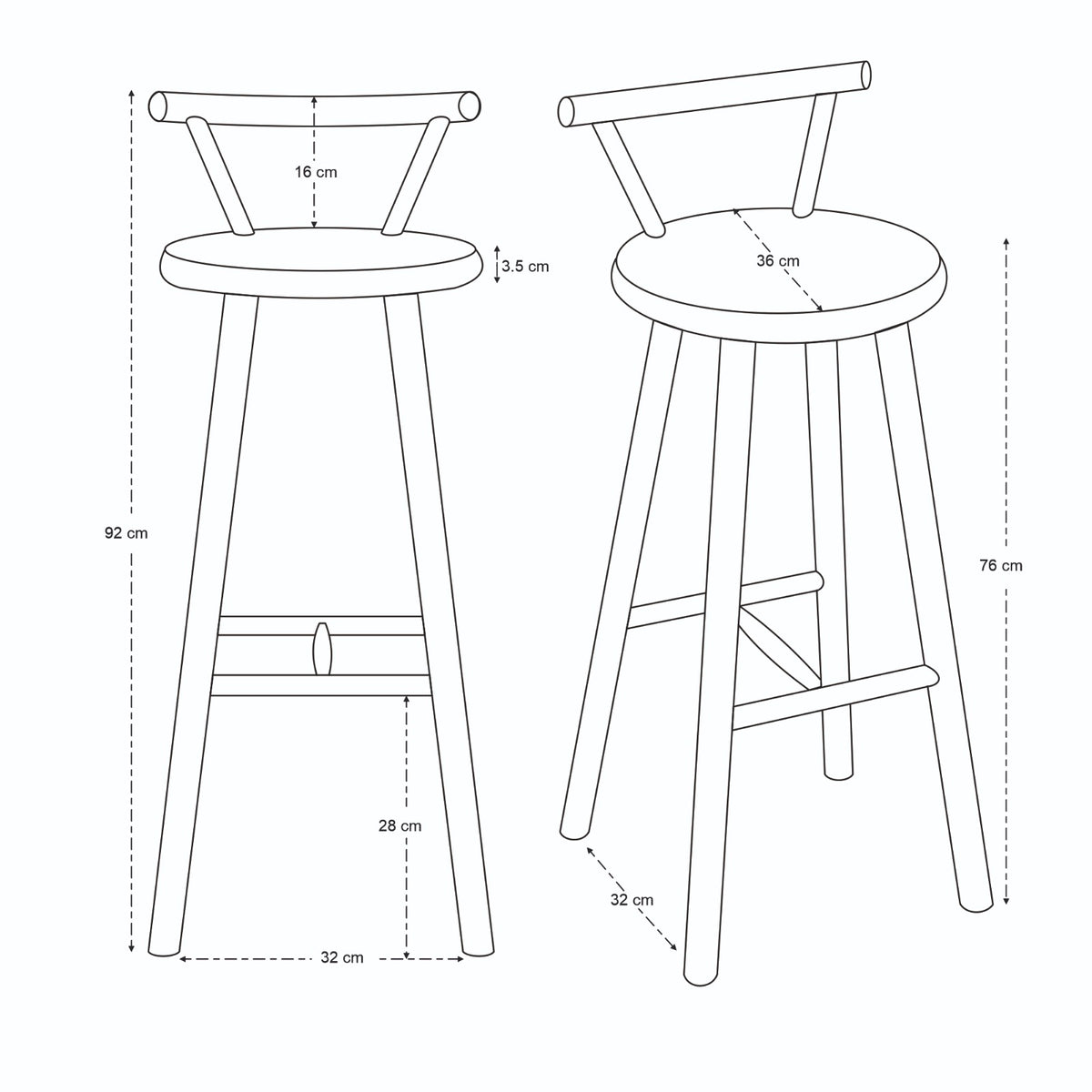 Nook Solid Mango Wood Bar Stool Brown