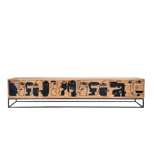Pablo Solid Acacia Wood 4 Door Large TV Stand