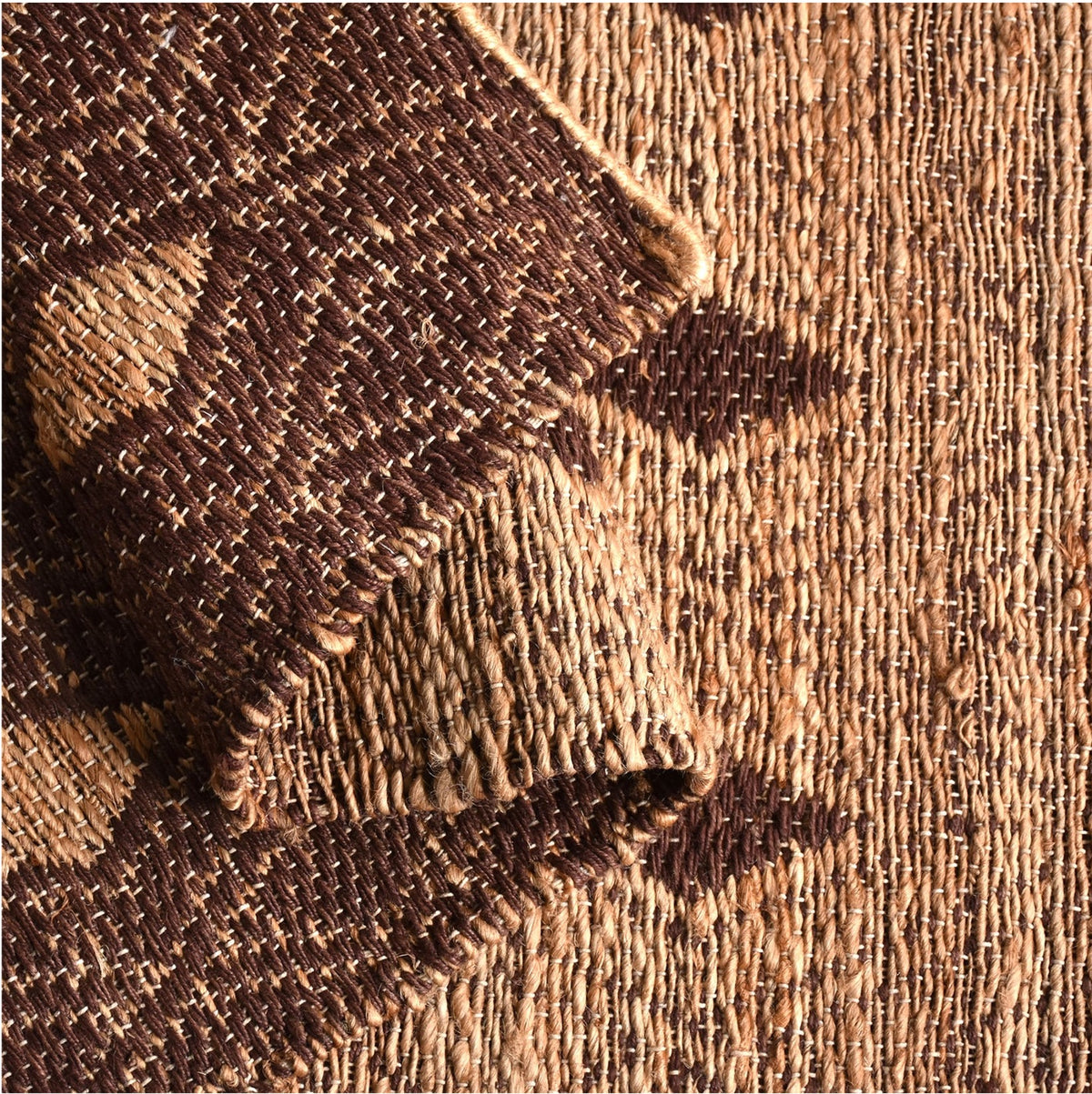 Pewter Jacquard Woven Flat Weave Jute Rug in Natural & Brown (2 Sizes)