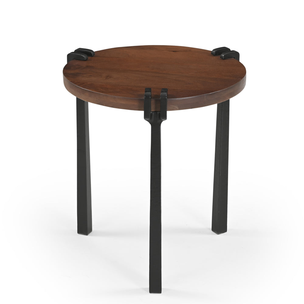 Zani Solid Mango Wood and Iron Side Table
