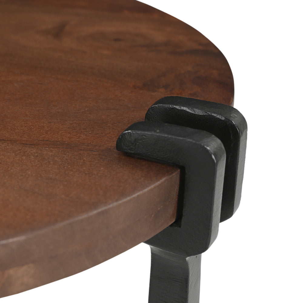Zani Solid Mango Wood and Iron Side Table