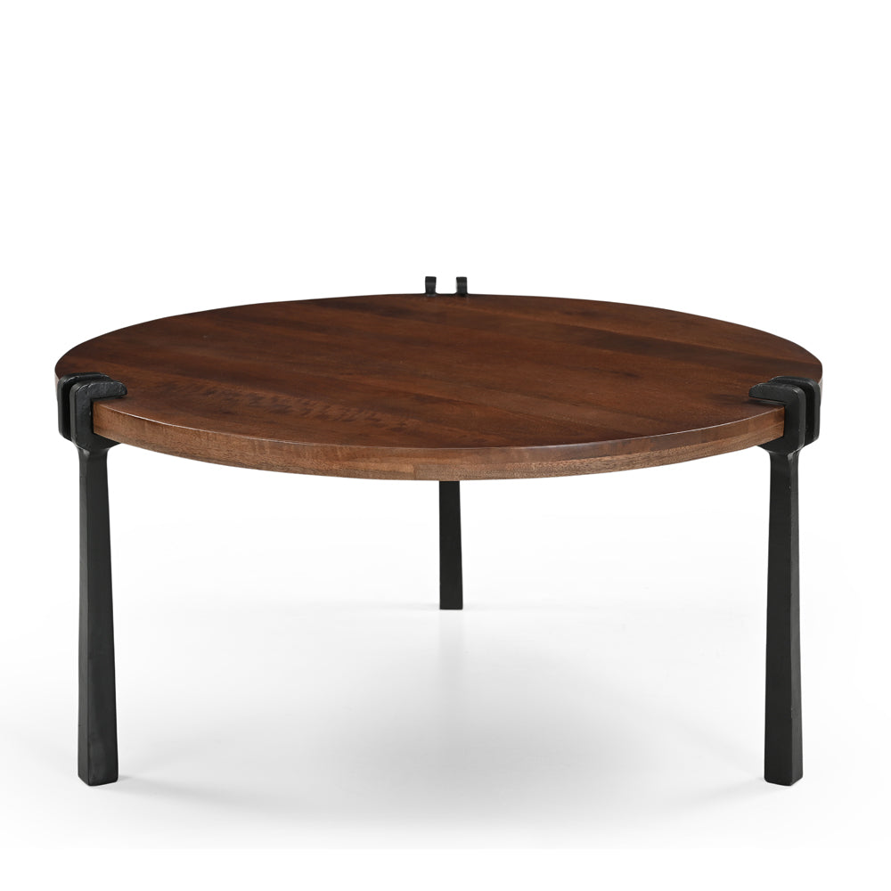 Zani Solid Mango Wood and Iron Coffee Table