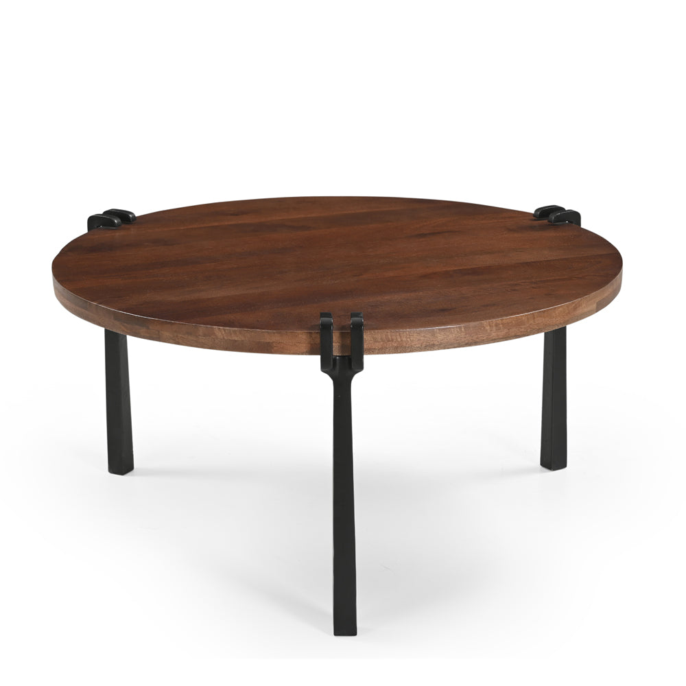 Zani Solid Mango Wood and Iron Coffee Table