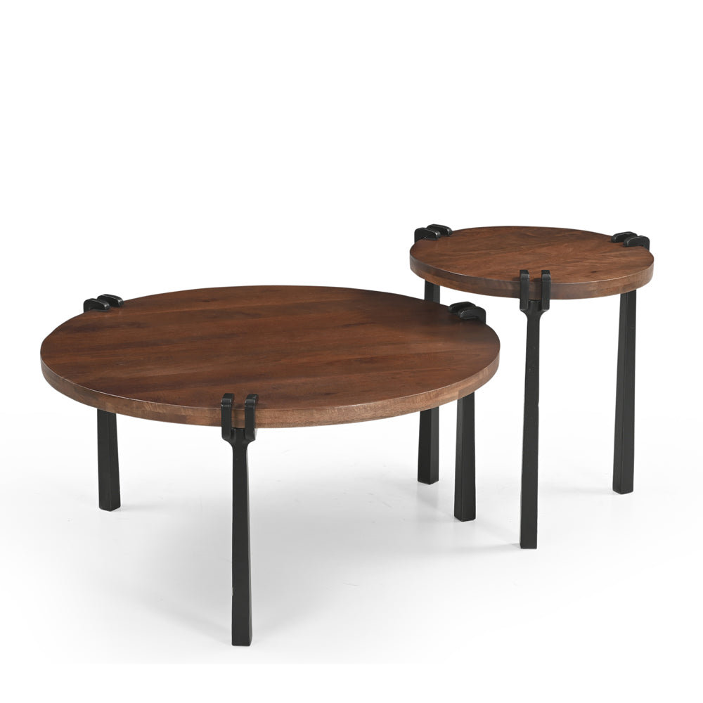 Zani Solid Mango Wood and Iron Coffee Table