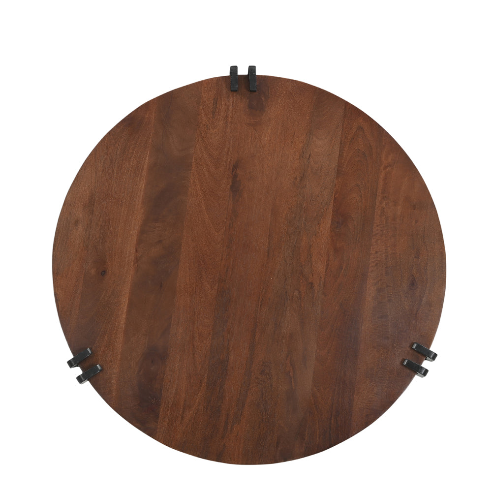 Zani Solid Mango Wood and Iron Coffee Table