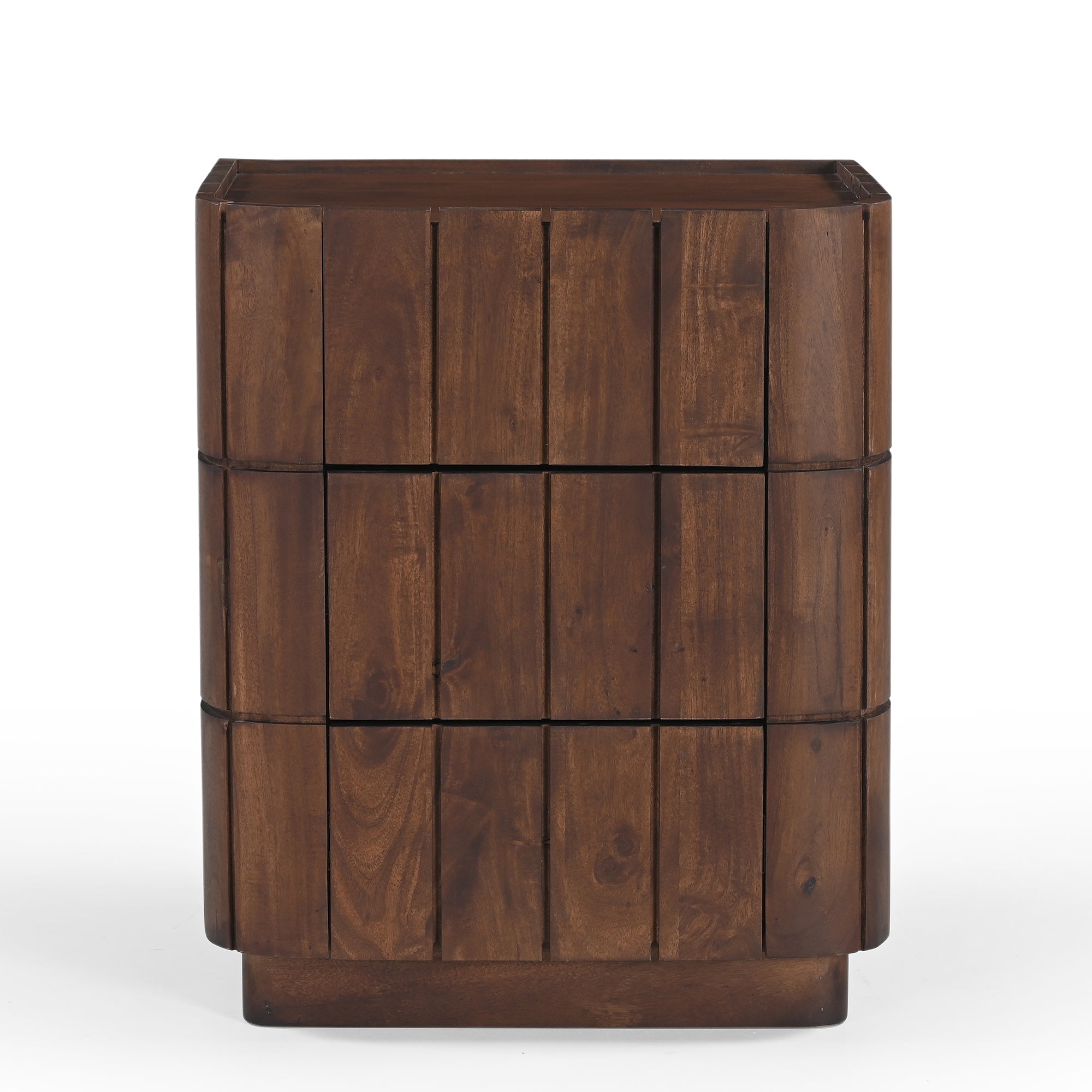Roka Solid Acacia Wood Bedside Table in Brown