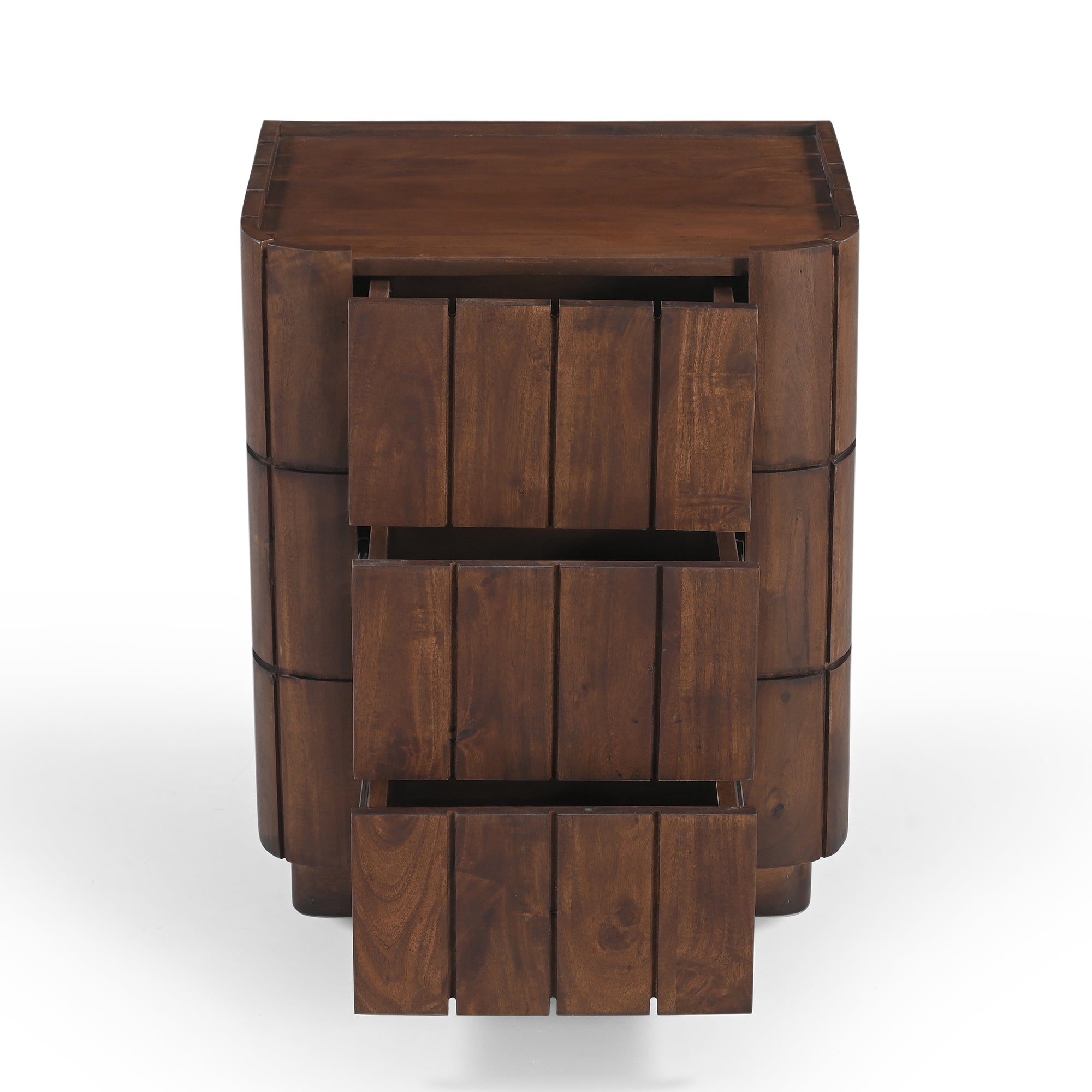 Roka Solid Acacia Wood Bedside Table in Brown