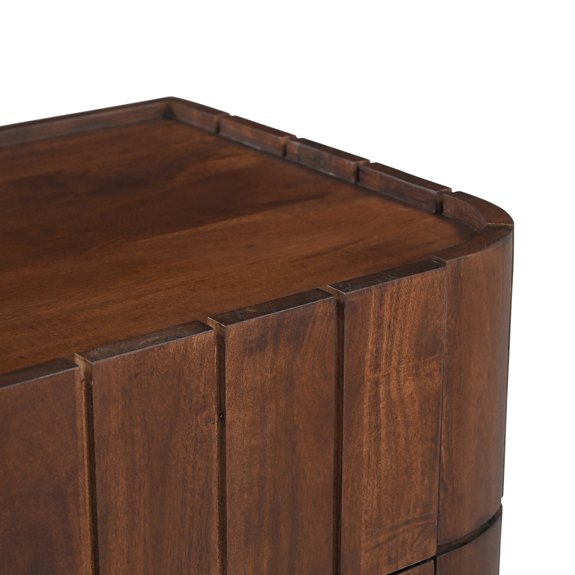 Roka Solid Acacia Wood Bedside Table in Brown
