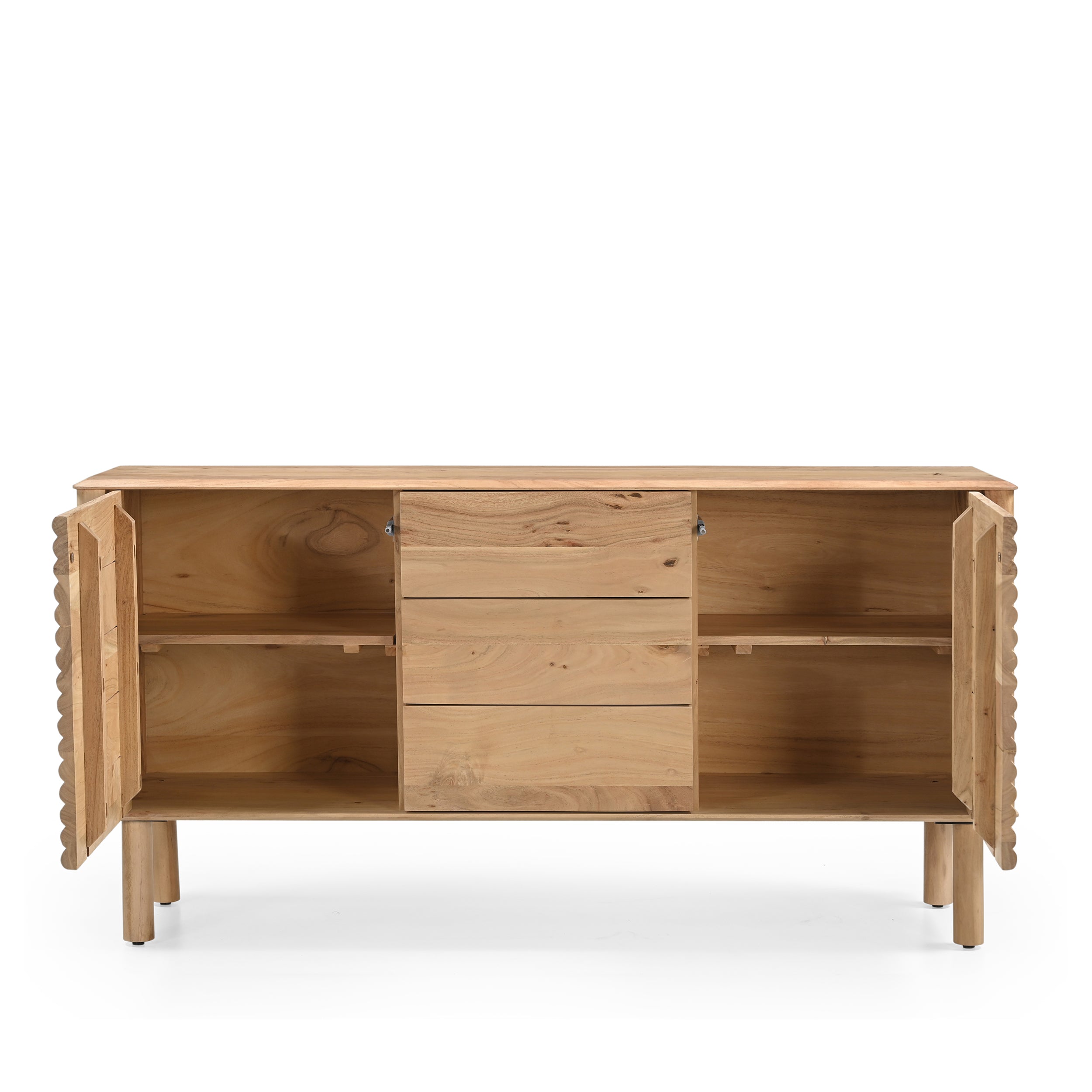 Kiso Solid Acacia Wood Large Sideboard in Natural