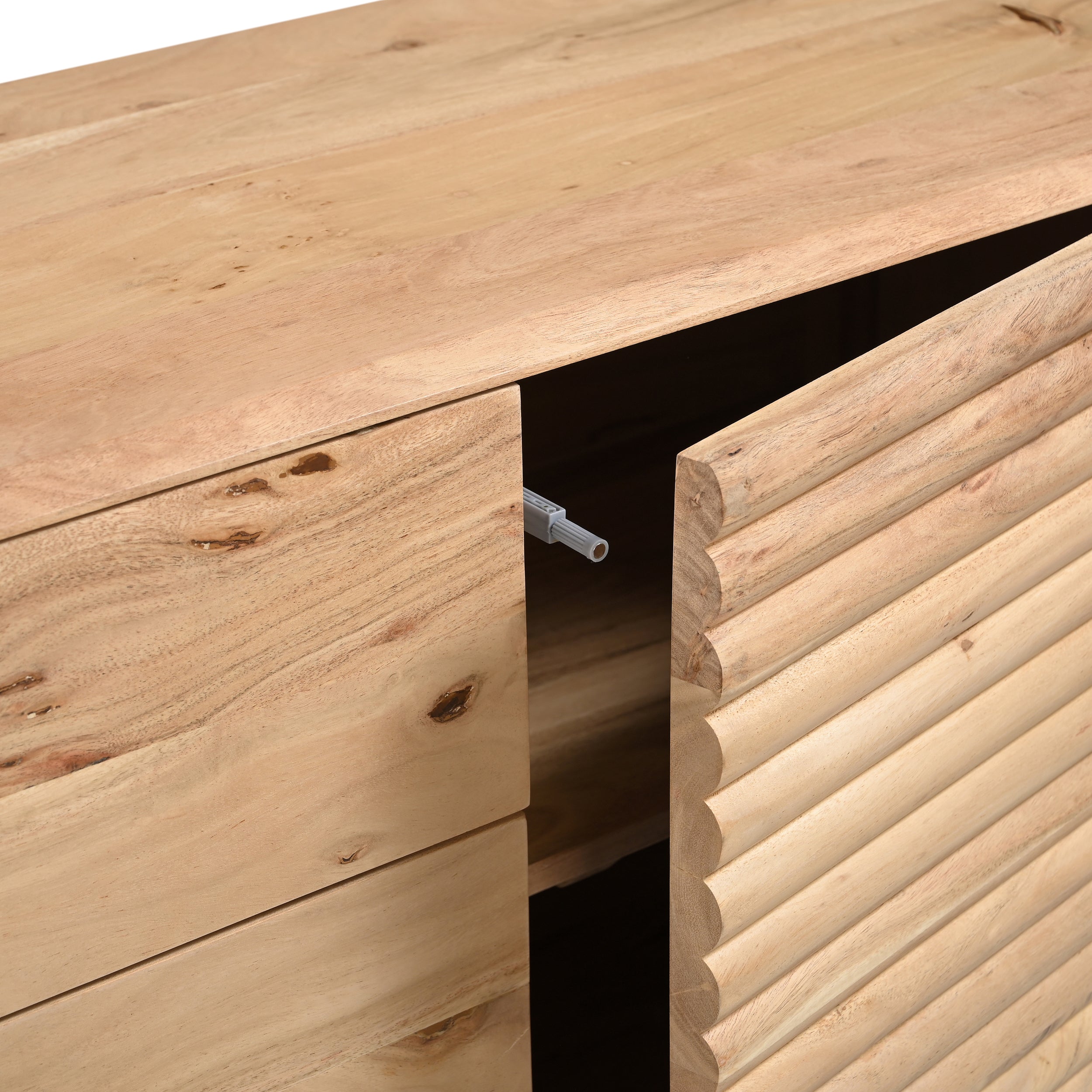 Kiso Solid Acacia Wood Large Sideboard in Natural