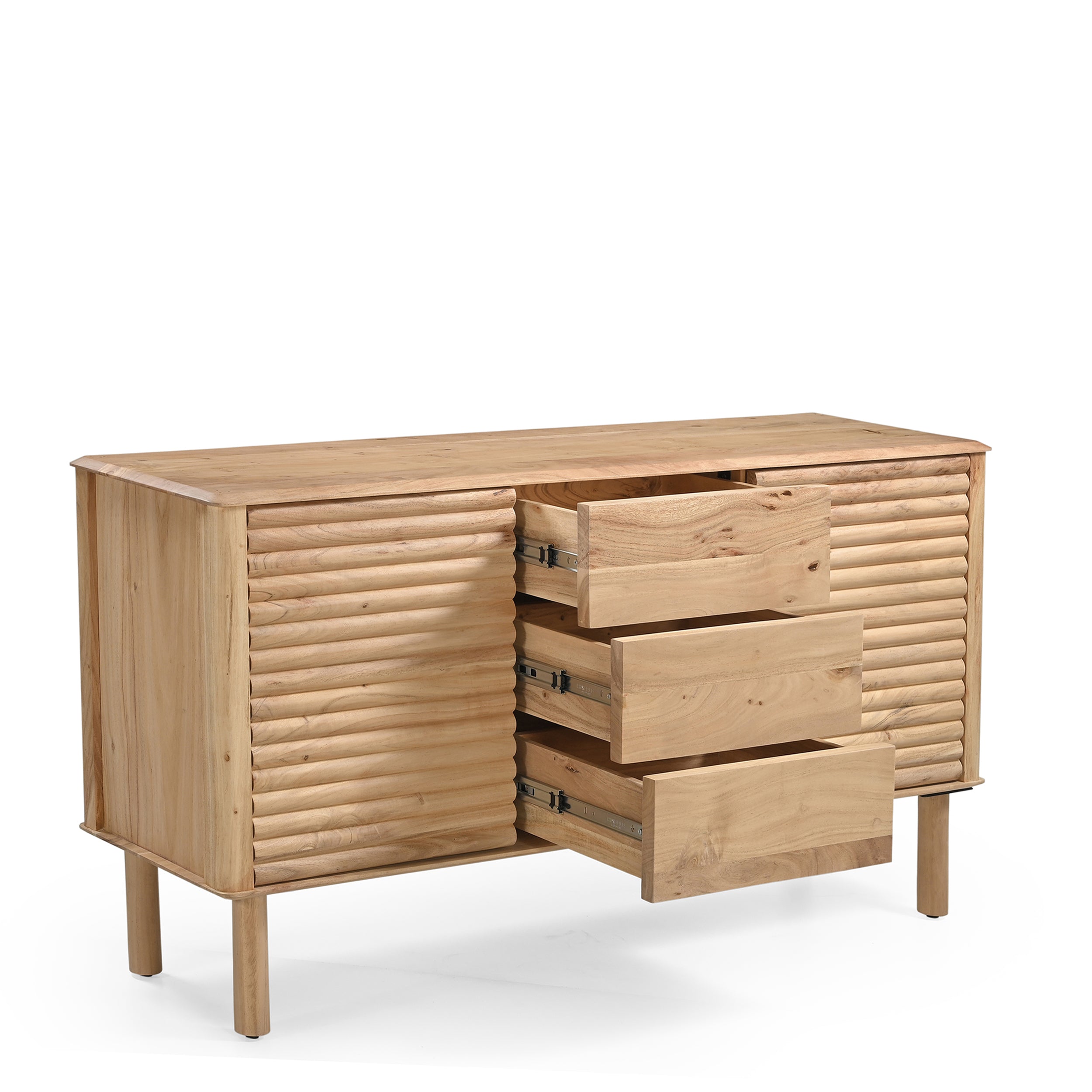 Kiso Solid Acacia Wood Large Sideboard in Natural