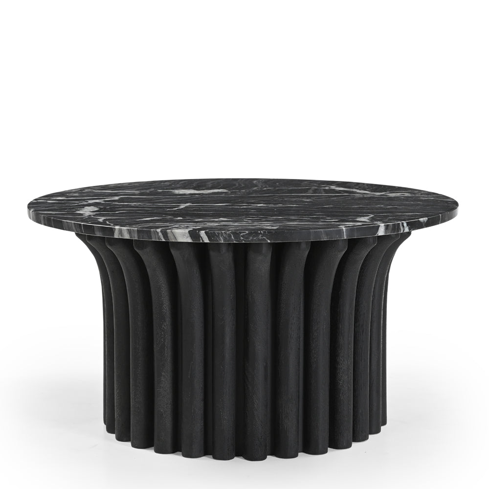 Otar Solid Mango Wood and Marble Coffee Table