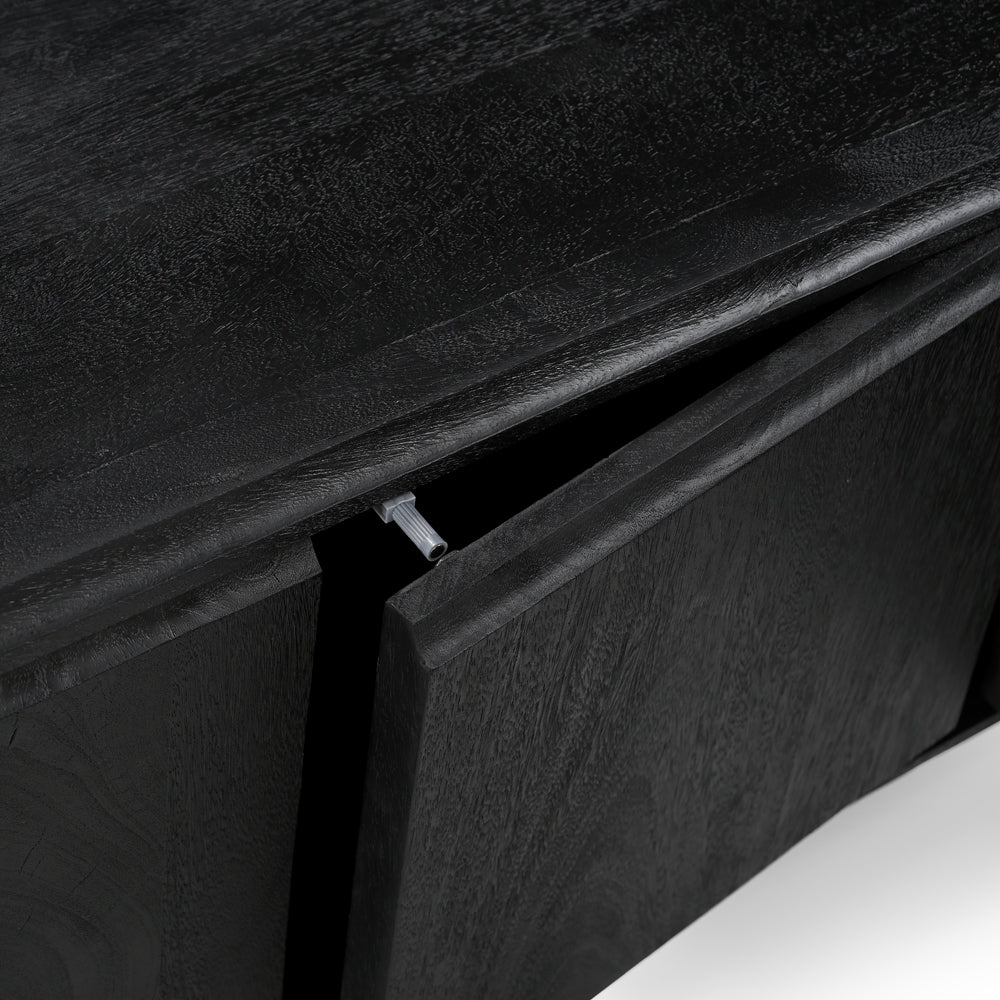 Milo Solid Mango Wood 4 Door TV Unit in Black