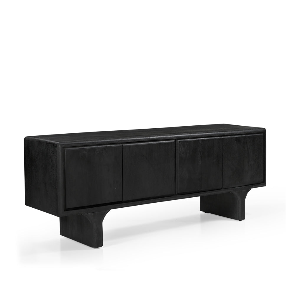 Milo Solid Mango Wood 4 Door TV Unit in Black