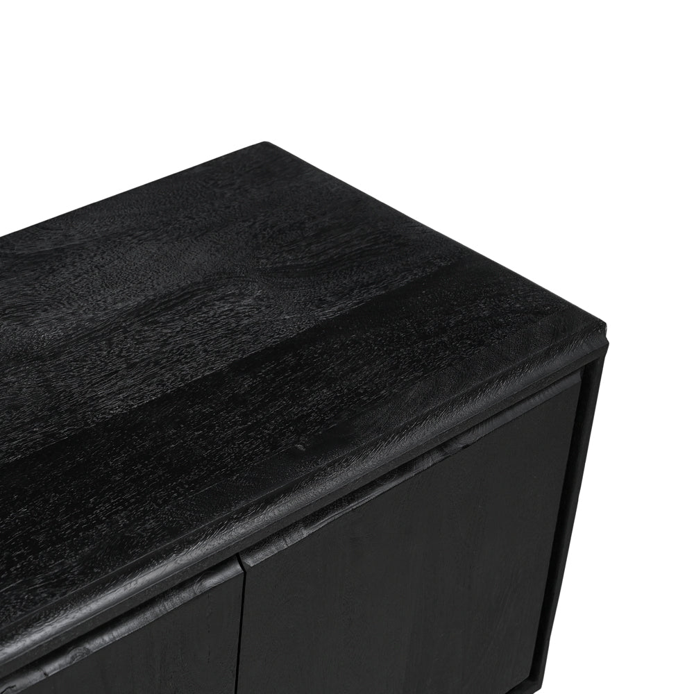 Milo Solid Mango Wood 4 Door TV Unit in Black