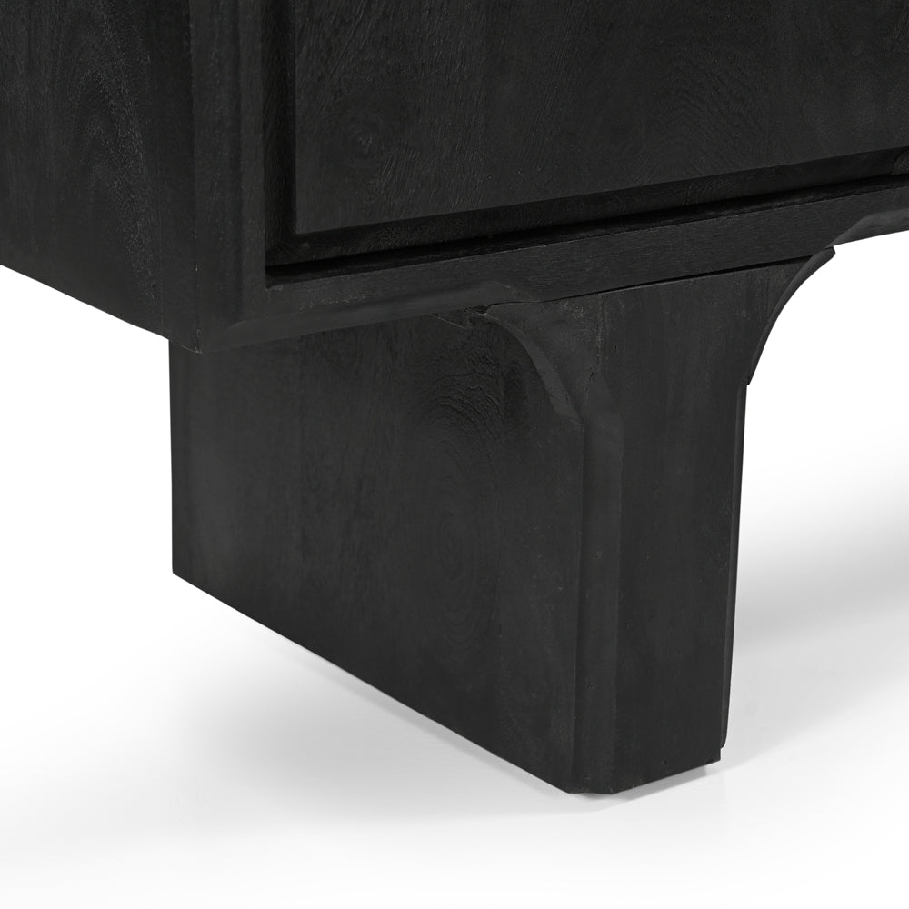 Milo Solid Mango Wood 4 Door Sideboard in Black