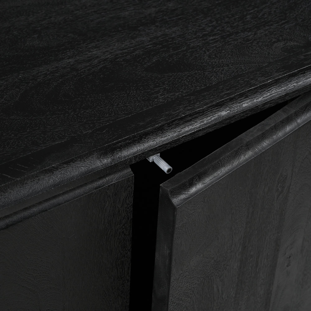 Milo Solid Mango Wood 4 Door Sideboard in Black