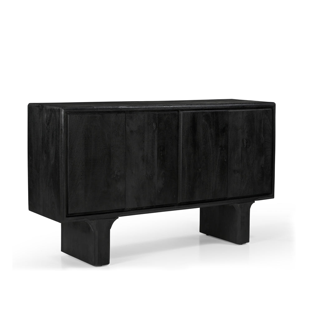 Milo Solid Mango Wood 4 Door Sideboard in Black